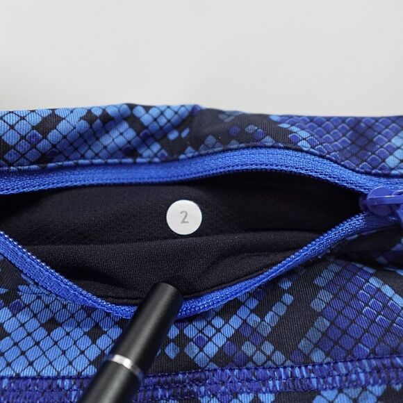 Lululemon Speed Tight IV Womens 2 Blue Mini Ziggy Snake Full-On Athleisure - Picture 2 of 16